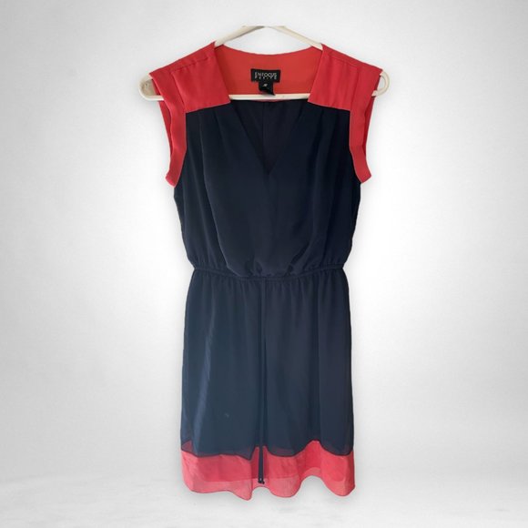 Enfocus Studio Blue 4p Sheer Midi Navy Short Casual Dress - Picture 1 of 3